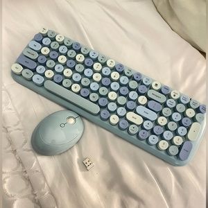 Blue bluetooth Keyboard with mouse